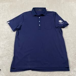 RLX Ralph Lauren Polo Shirt Mens L Blue Golf Performance France 2018 Ryder Cup